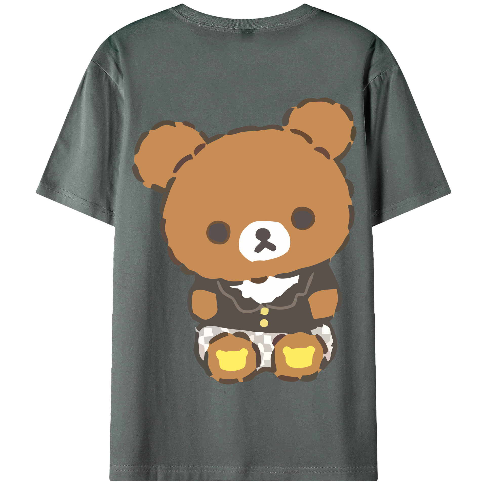 （画像用） リラックマ リラックマ キイロイトリ Rilakkuma Korilakkuma Kiiroitori 綿100％半袖Tシャツ（背面プリント）